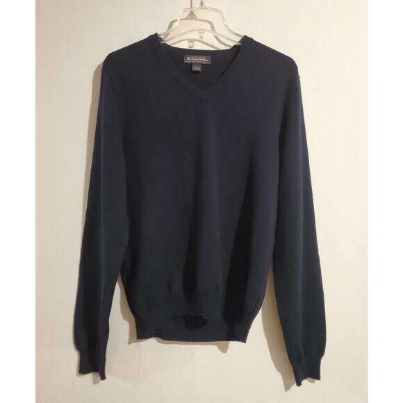 Brooks Brothers Mens Extra Fine Italian Merino Wool V-Neck Sweater Size S Preppy - Picture 1 of 11